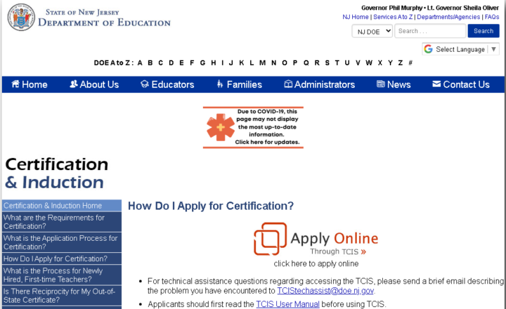 Apply NJ Teaching License Online